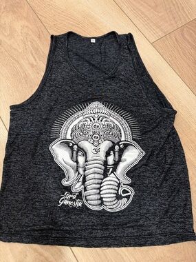 Heathered Dark Gray Scoop Neck Tank - lord ganesha